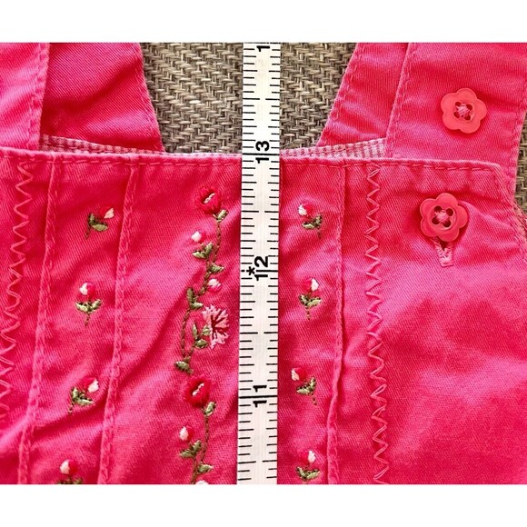 Vintage Baby Girl Carter's 9 Month Playful Pink Overalls Floral Embroidered - Picture 13 of 13